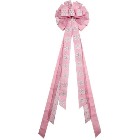 ZVD Nœuds en forme de flocons de neige pour sapin de Noël, 33 x 113 cm, nœuds en toile de jute, décoration de fête de Noël pour intérieur et extérieur, dîner de Noël, cheminée
