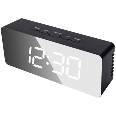 ZVD noir-Led Miroir Numérique Table Horloge Affichage De La Température De La Date Pour Le Réveil Électronique De Bureau De Chambre À Coucher À La Maison