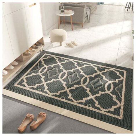 ZVD Non-Slip Doormat, Absorbent and Durable Indoor and Outdoor Door Mat, Machine Washable Entrance Mat, Dustproof - 60 x 90 cm, Grey