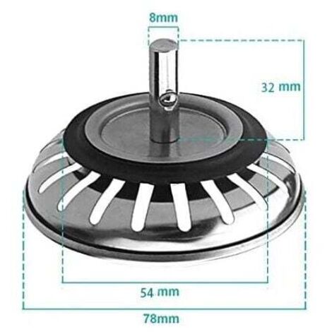 ZVD Panier amovible diamètre de l'acier inoxydable 78 mm accessoires pour évier de cuisine mise à l'eau fermeture de parapluie couvercle de lavabo