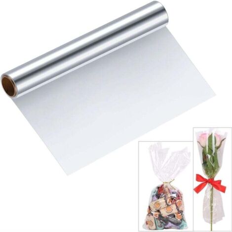 ZVD Papier cellophane transparent, rouleau de cellophane pour emballage cadeau de fleuriste