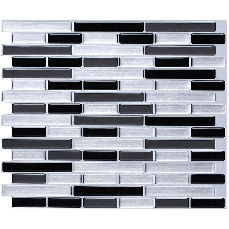 ZVD - Papier Peint Carrelage Autocollant Argent brossé 28 x 24 cm Style Mosaïque Sticker Mural Film Décoratif Imperméable pour Carreaux de Mur de