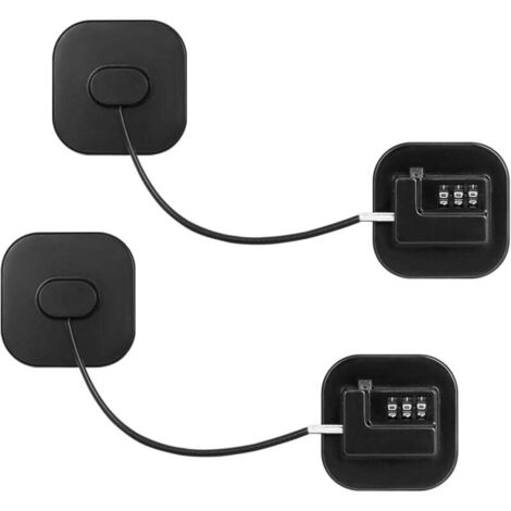 ZVD Paquet de 2 serrures à combinaison noires pour réfrigérateur, serrures adhésives de sécurité pour enfants