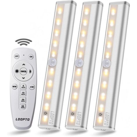 ZVD Paquete de 3 lámparas LED inalámbricas con control remoto: para dormitorios, armarios, vitrinas, no requiere cableado