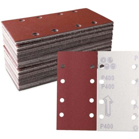 ZVD Paquete de 30 hojas de lija de 93 x 185 mm - Papel de lija de velcro cuadrado de 8 agujeros - 800 granos surtidos - Pulido y eliminación de óxido