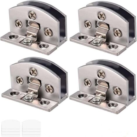 ZVD Paquete de 4 bisagras ajustables para puertas de vidrio de 5-6 mm de grosor, con tornillos, película transparente y destornillador (plateadas).