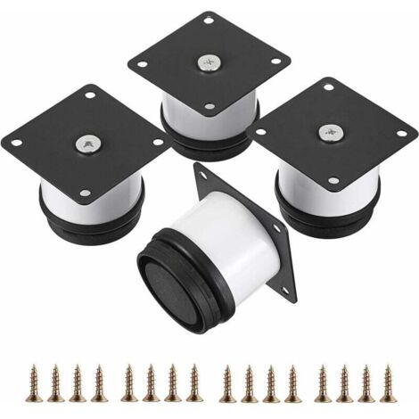 ZVD Paquete de 4 patas de acero inoxidable de 2" para muebles - Patas pequeñas de metal para escritorio - Patas de sofá - Patas de repuesto ajustables de metal blanco - Patas redondas para gabinete -