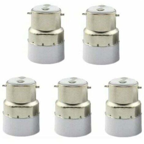 ZVD - Paquete de 5 adaptadores de portalámparas B22 a E14. Adaptador de portalámparas B22 a portalámparas estándar E14.