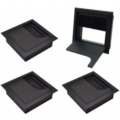ZVD pasacables cuadrados de 80 x 80 mm para empotrar en escritorios, organizadores de cables para muebles, de aluminio anodizado negro.