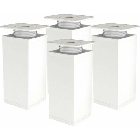ZVD Pata de mueble - Pata de sofá ajustable - Juego de 4 - Angular 40x40 mm - Repuestos metálicos - Accesorios de montaje incluidos - 120 mm Blanco