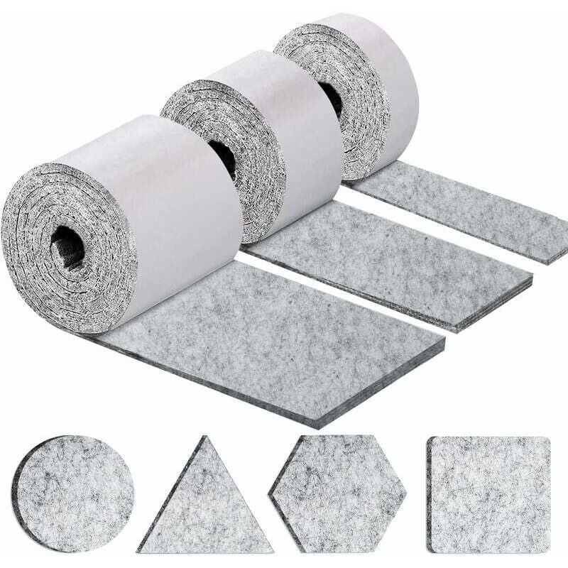 ZVD - Patins pour Meubles Auto-adhésifs, Patins Chaises Meubles 3 Rouleaux (100 10cm+100 5cm+100 2cm), Tampon Chaise 4mm-Épais Patin Feutre
