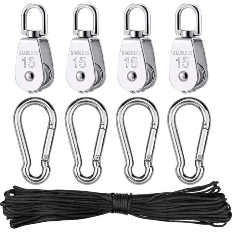 ZVD-pièces Poulie en Acier Inoxydable, Poulie de Levage Simple avec Corde pour Cordes Camping Randonnée Pédestre