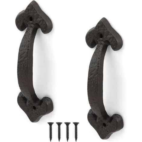 ZVD-Poignée de Porte en Fonte Ancienne, 2 Pièces Poignée Porte Coulissante, Poignée de Porte Rétro, Gamme Complète d'Accessoires, pour Portes de Hangar, Garages, Placards