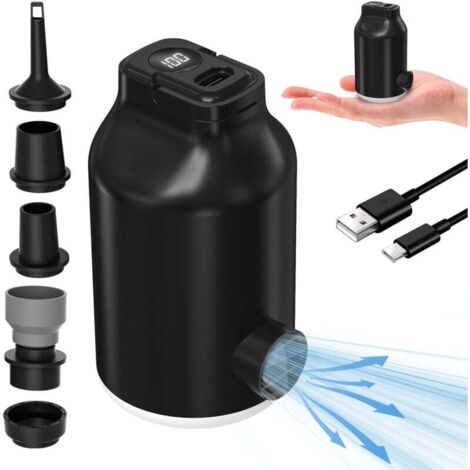 ZVD-Pompe à Air Électrique pour Matelas Lits Gonflable, Sacs de Rangement Sous Vide – Mini Portable, Rechargeable, Gonflage & Dégonflage Rapide avec 5 Buses, Lumière LED, Arrêt Auto pour Bouées de pis