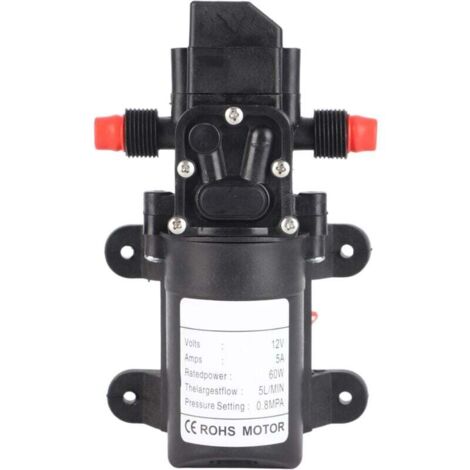 ZVD Pompe à eau DC 12V,Pompe à Eau Auto-amorçante 5L/min 60W 116Psi à Diaphragme Haute Pression,pour Voiture Bateau Caravane Camion