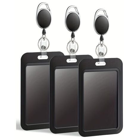 ZVD Porte Badge Horizontal en Plastique avec Porte clé Rétractable pour un Poids Maximal de 226 g Portebadge Rigide pour Cartes d'École d'Étudiant de Bureau de Crédit et d'Identité, 3 Pièces Mousqueto