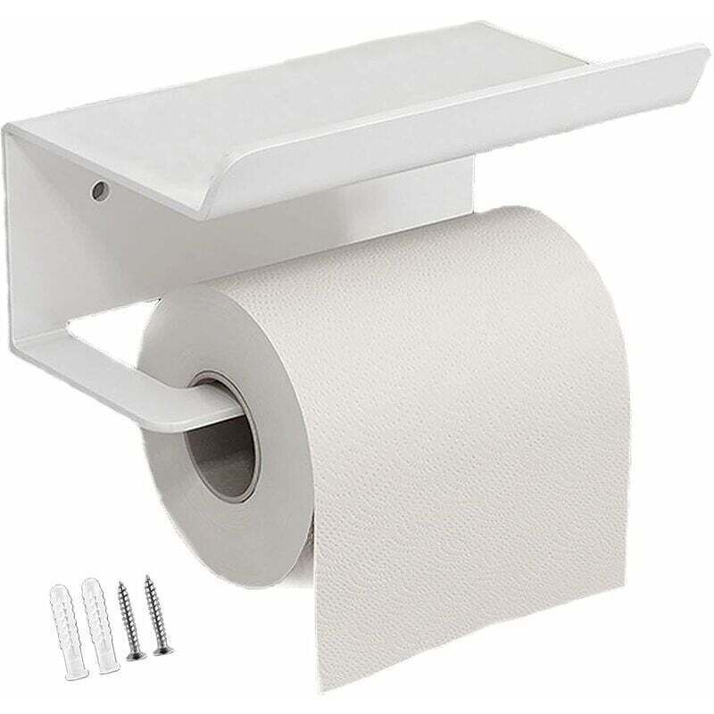 Porte Papier Toilette, Porte-serviettes en acier inoxydable pour téléphone portable, Support Papier Toilettes avec Tablette pour Salle de Bain et