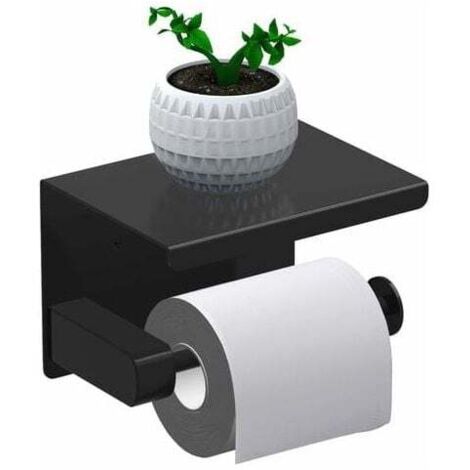 ZVD- Porte Papier Toilette, Support Papier Rouleau sans Percage Derouleur Papier WC,Distributeur Papier avec Tablette, Acier INOX SUS 304, Colle Auto-adhésive et Mural pour Salle de Bain