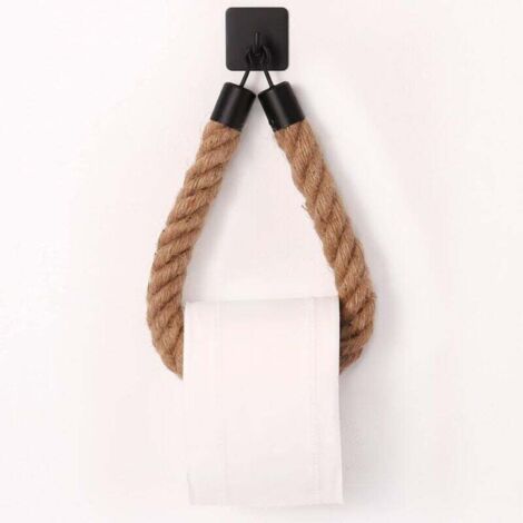 ZVD Porte-Papier Toilette,Porte-Serviette en Corde de Chanvre pour Salle de Bain et Cuisine Porte-Papier Salle de Bain Support de Rouleau de Serviette Toilette (Black 3)