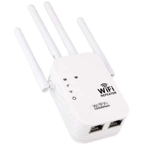 ZVD - Potente repetidor WiFi, 1200 Mbps, potente amplificador WiFi, doble banda 5 GHz y 2,4 GHz, extensor WiFi con WPS y modo 4, hasta 120 m2, compatible con todas las cajas de Internet