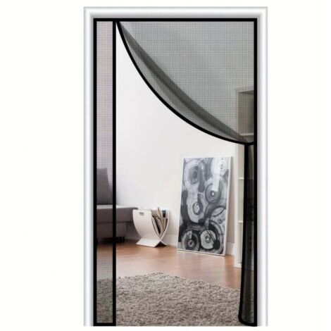 ZVD Puerta mosquitera magnética, antimosquitos, cierre automático, mantiene alejados a los insectos, 85 x 210 cm negra