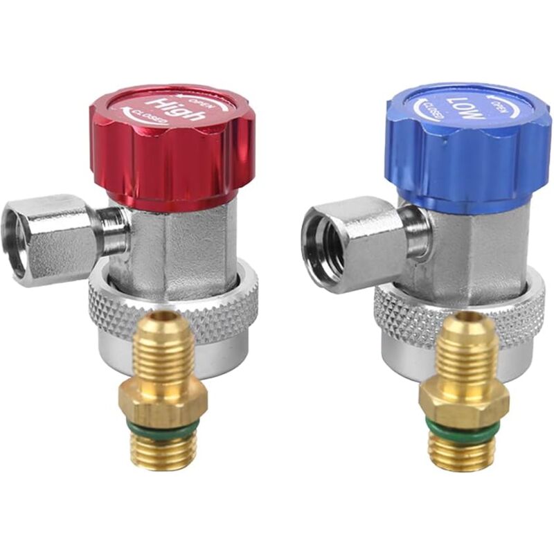 R134A Rapide Coupleur, 2 Pièces Adaptateurs Rapides de Connecteur de Coupleur de Climatisation, Adaptateur de Vanne de Climatisation, Soupape de