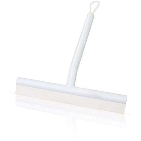ZVD Raclette de douche en silicone avec crochet (blanc) Essuie-glace anti-rayures pour verre, plastique, carrelage de salle de bain – Brosse double face et design de rebord