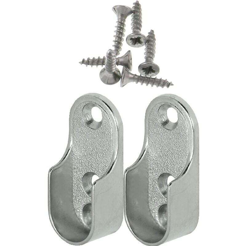 ZVD-Rail Suspension Meuble Ovale OVA 2 Pièces - Support de tube d'armoire penderie pour barre ovale Acier Nickelé Tringle Cintre Fixation Support de
