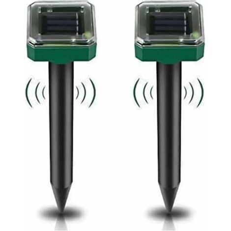 ZVD Repelente de topos solar para jardín (2 unidades), resistente al agua IP65, para tuzas, topillos y serpientes. Repelente de animales de alta sensibilidad para césped, jardín y patio.