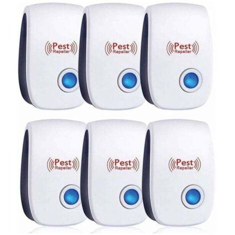 ZVD Répulsif à ultrasons pour insectes, 6 pièces, ultrasons pour rats, moustiques, mouches, parasites, araignées, cafards, sûr et non toxique.