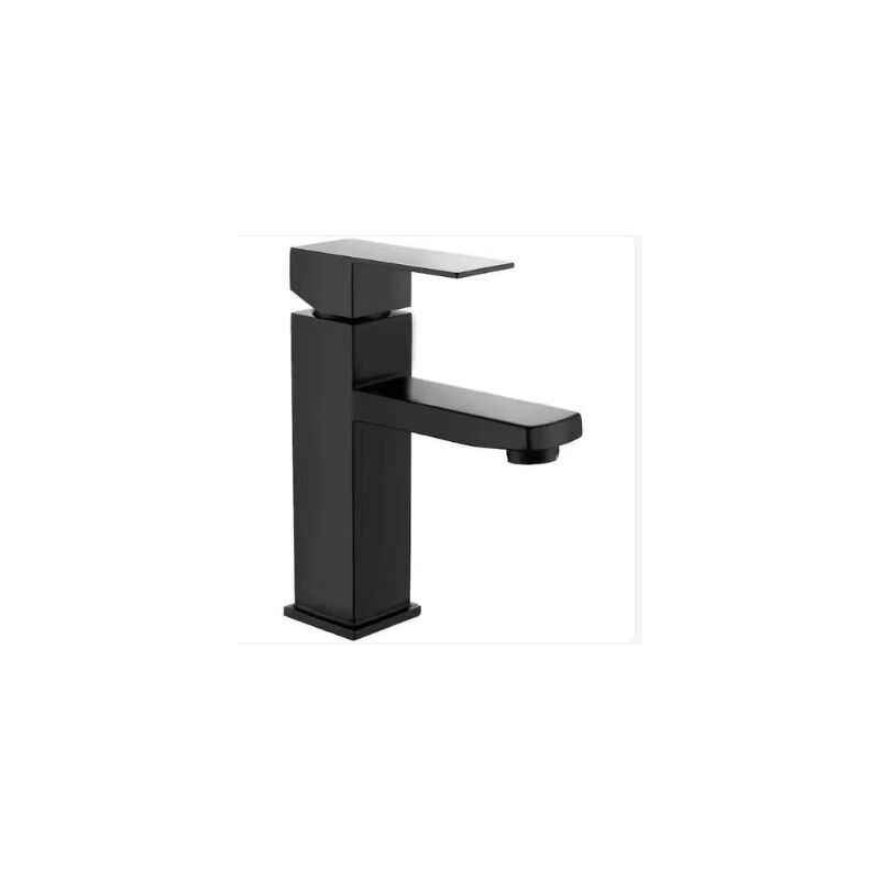 ZVD - Robinet de lavabo de salle de bain eau chaude et froide peinture noir acier inoxydable carré monotrou zy