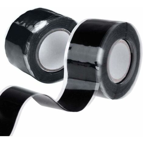 ZVD Ruban d'isolation électrique étanche,2.5cmx3m,noir 2 rouleaux de ruban silicone auto-adhésif pour la protection contre les fuites et la réparation des tuyaux