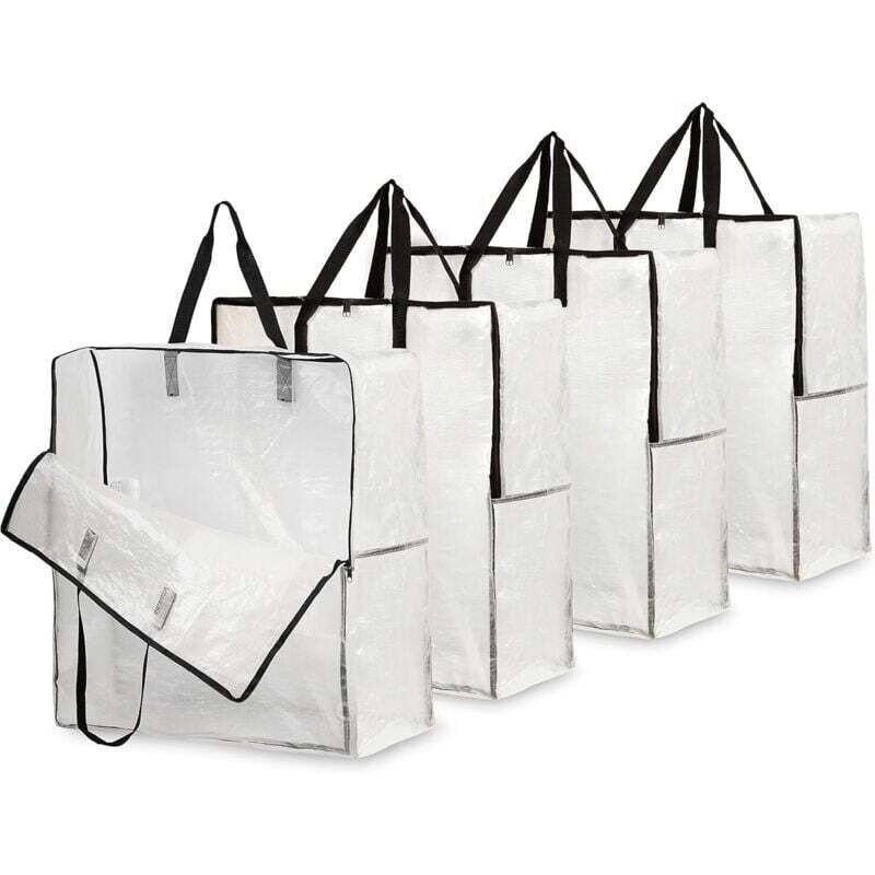 ZVD - Sac De Rangement Transparent En Lot De 4, Grand Sac Demenagement xxl 60x60cm Avec Poignée De Transport, Sac Rangement Vêtements, Jouets,