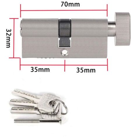 ZVD Serrure à cylindre en alliage de zinc de 70 mm (35/35), avec 3 clés, anti-effraction, anti-perçage, anti-choc