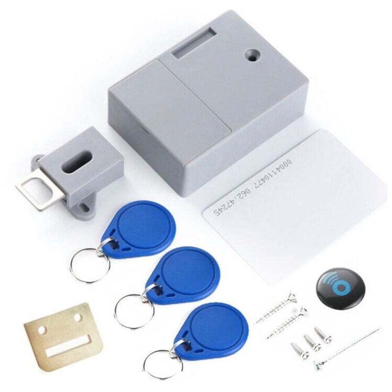 Serrure d'armoire intelligente, sans trous, contient 3 porte-clés et 1 carte, serrure invisible, ouverture électronique rfid pour bibliothèques de