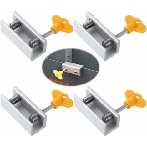 ZVD-Serrures de Fenêtre Coulissantes 4 pièces Bloque Porte Coulissante Serrure de Sécurité de Cadre en Aluminium Réglable Verrou Fenêtre avec Clés pour Sécurité et Antivol