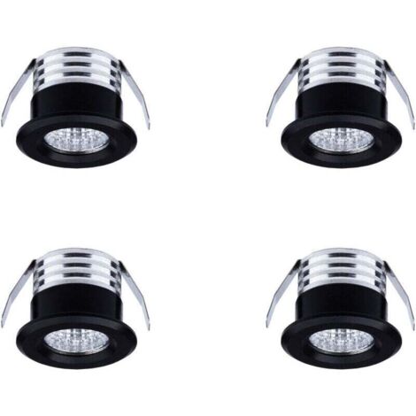 ZVD-Set de 4 mini focos LED empotrables, 3 W, luz neutra negra