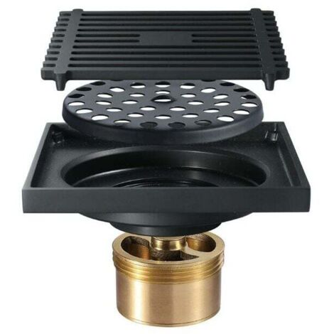 ZVD Siphon douche à l'italienne Siphon de sol noir anti-odeur 100100mm