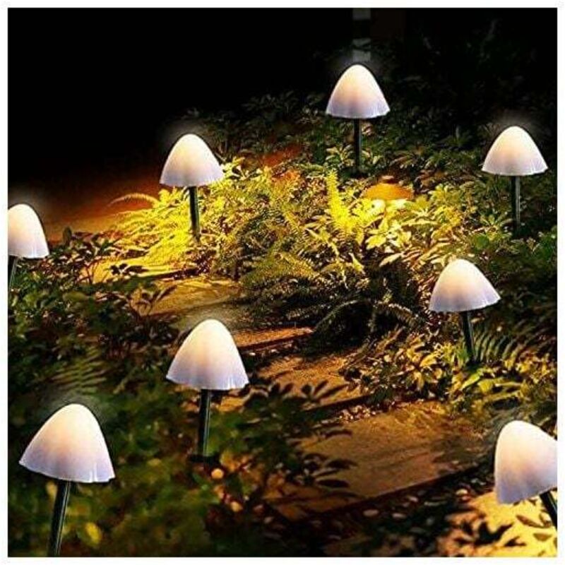 ZVD-Solar Lights Outdoor Garden, 12 Pack LED Champignon Forme Pathway Lights Solar Powered Fairy String Lights Extérieur Imperméable Paysage Stake