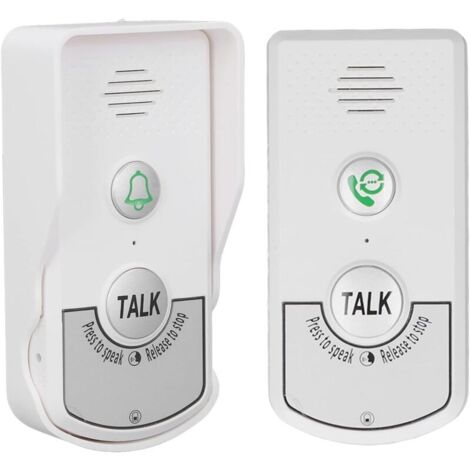 ZVD Sonnette d'interphone sans fil, carillon électronique bidirectionnel 1 V 1, sonnette d'interphone étanche sans fil avec voyant lumineux