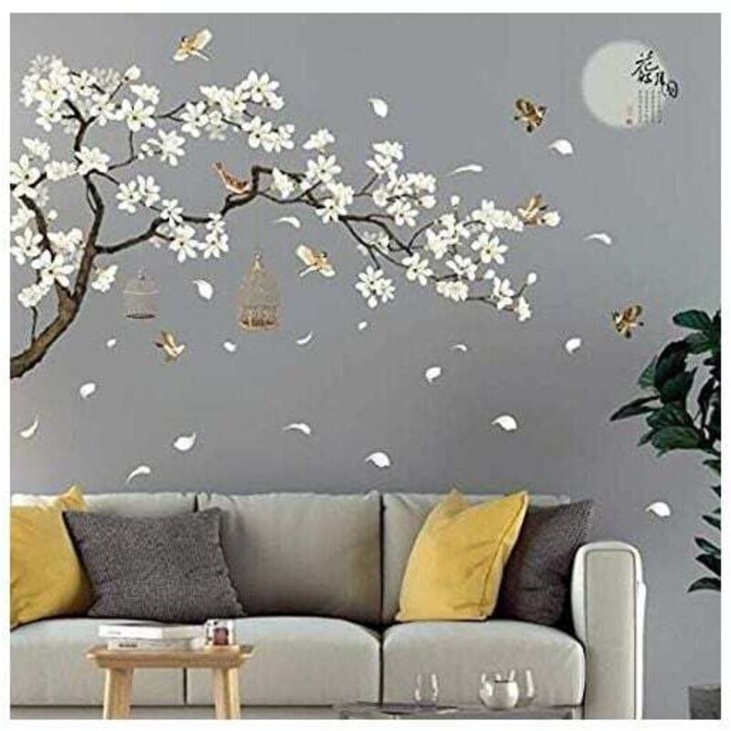 ZVD - Stickers Muraux fleur cerisier et oiseau sur la branche stickers chambre adulte fleurs de cerisier style vintage diy size 187 x 128 cm stickers