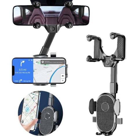 ZVD Support Téléphone Rétroviseur Voiture, Support de Téléphone Portable de Voiture, 360 °Flexible Support Téléphone de Voiture Rétractable Multifonctionnel Rotatif