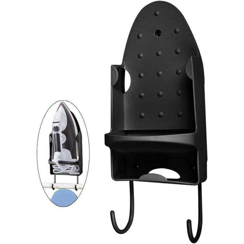 Image of Supporto per asse da stiro supporto per ferro da stiro elettrico a parete, organizer per asse da stiro, cesto da stiro sopra la porta o montaggio a