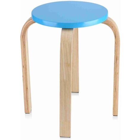 ZVD Tabouret Rond en Bois bentwood empilable avec des Couleurs Bonbons Tabouret de Table antidérapant pour la Maison, Le Bureau, la Salle à Manger, la Cuisine, la Chambre, Le Restaurant - Bleu