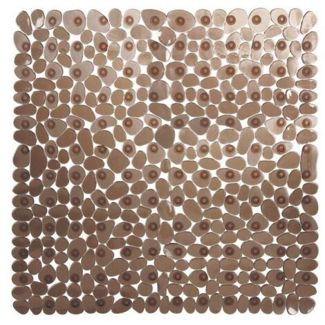 ZVD Tapis de Douche Antiderapant,54x54cm(Marron) Tapis de Douche Carrés,Tapis de Baignoire Antidérapant et Anti-moisissure,Tapis de Bain Antiderapant Enfant,Lavable en Machine avec Ventouse Tapis