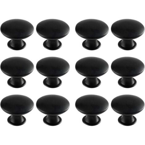 ZVD Tiradores redondos retro para cajones, armarios y alacenas (12 piezas, negros)