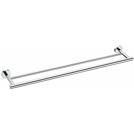 ZVD - Toallero de baño de 30 cm con doble barra, de acero inoxidable, para pared, base redonda, acabado pulido