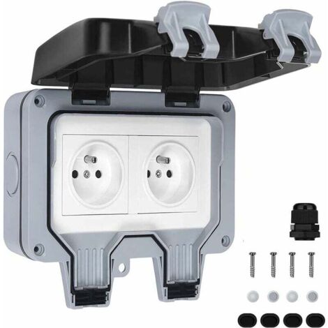 ZVD - Toma de corriente doble para exterior, impermeable, IP66, 16 A