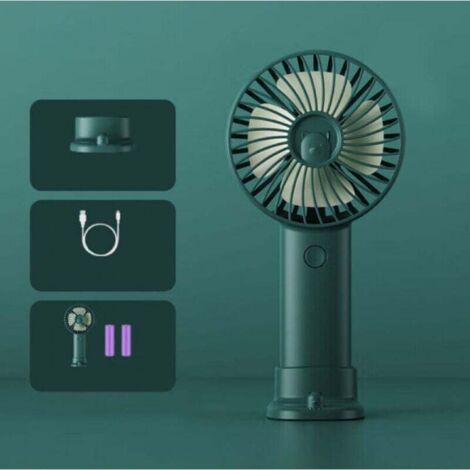 ZVD Ventilateur à Main, 5000mAh Mini Ventilateur Portatif, Ventilateur de Poche Personnel Rechargeable par USB [Max 24H Temps de travail] avec 3 Vitesses pour l'extérieur, le Voyage-Vert