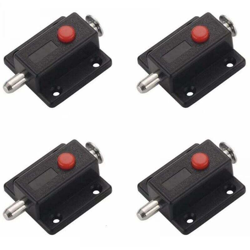 ZVD - Verrou Targette, loquet à glissière de sécurité à bouton à ressort automatique pour armoire, loquets de porte intérieurs et extérieurs